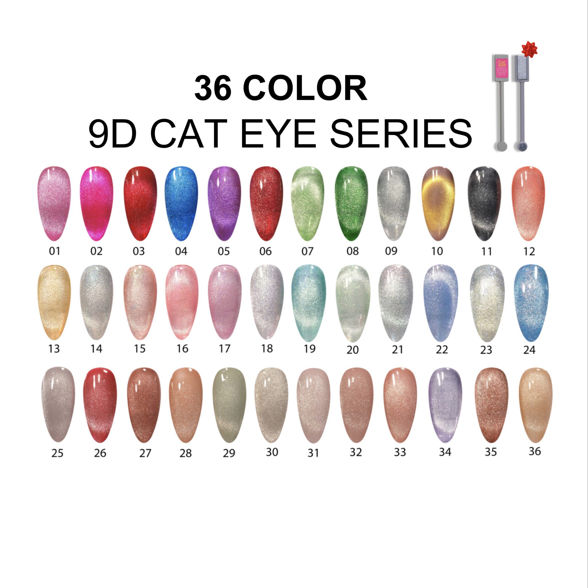 DC Framed Color Chart — 9D Cat Eye Collection Set 36 – DND Gel USA